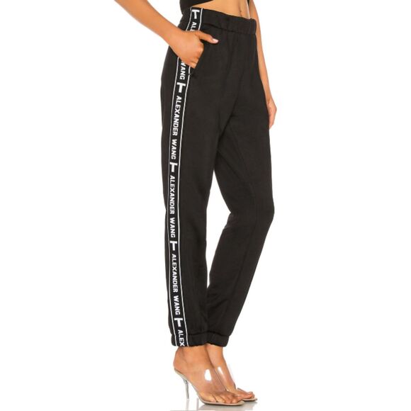Alexander Wang Black Track Pants with White Logo Detail - Picture 3 of 9